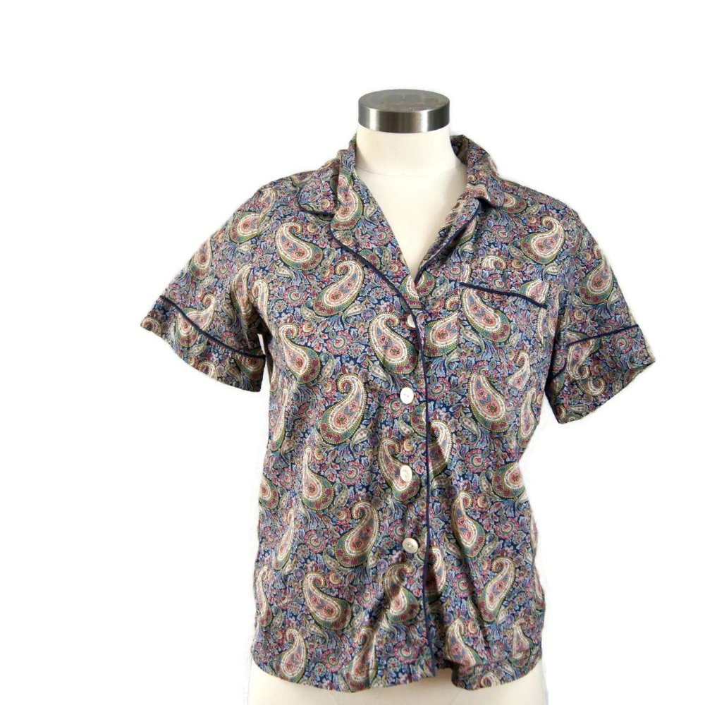 Liberty of London Pajama Top Size XS Collar Paisley Floral Multicolor